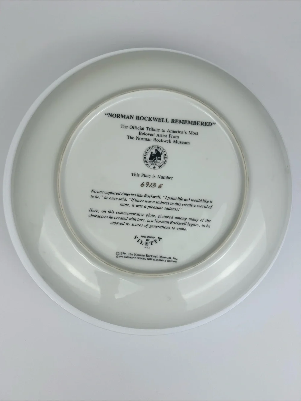 FINAL SALE! Viletta Norman Rockwell Remembered 1979 Collector Plate Gold Trim
